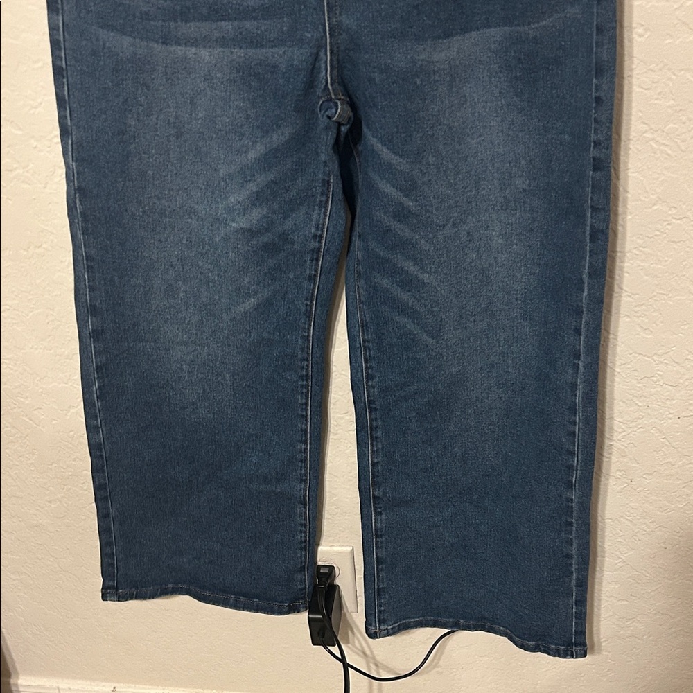 🎟️GENLECK size 6 NWT Wide Leg High-Rise Jeans in Dark Blue stretch capri baggy - Picture 5 of 9